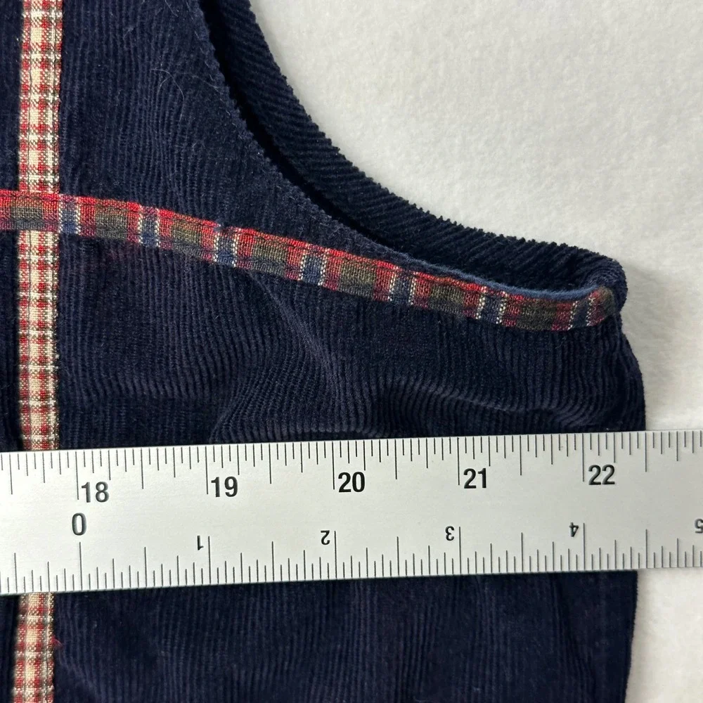 Bobbie Brooks Women's Embroidered Corduroy Vest Navy Blue Bird Heart Patchwork L